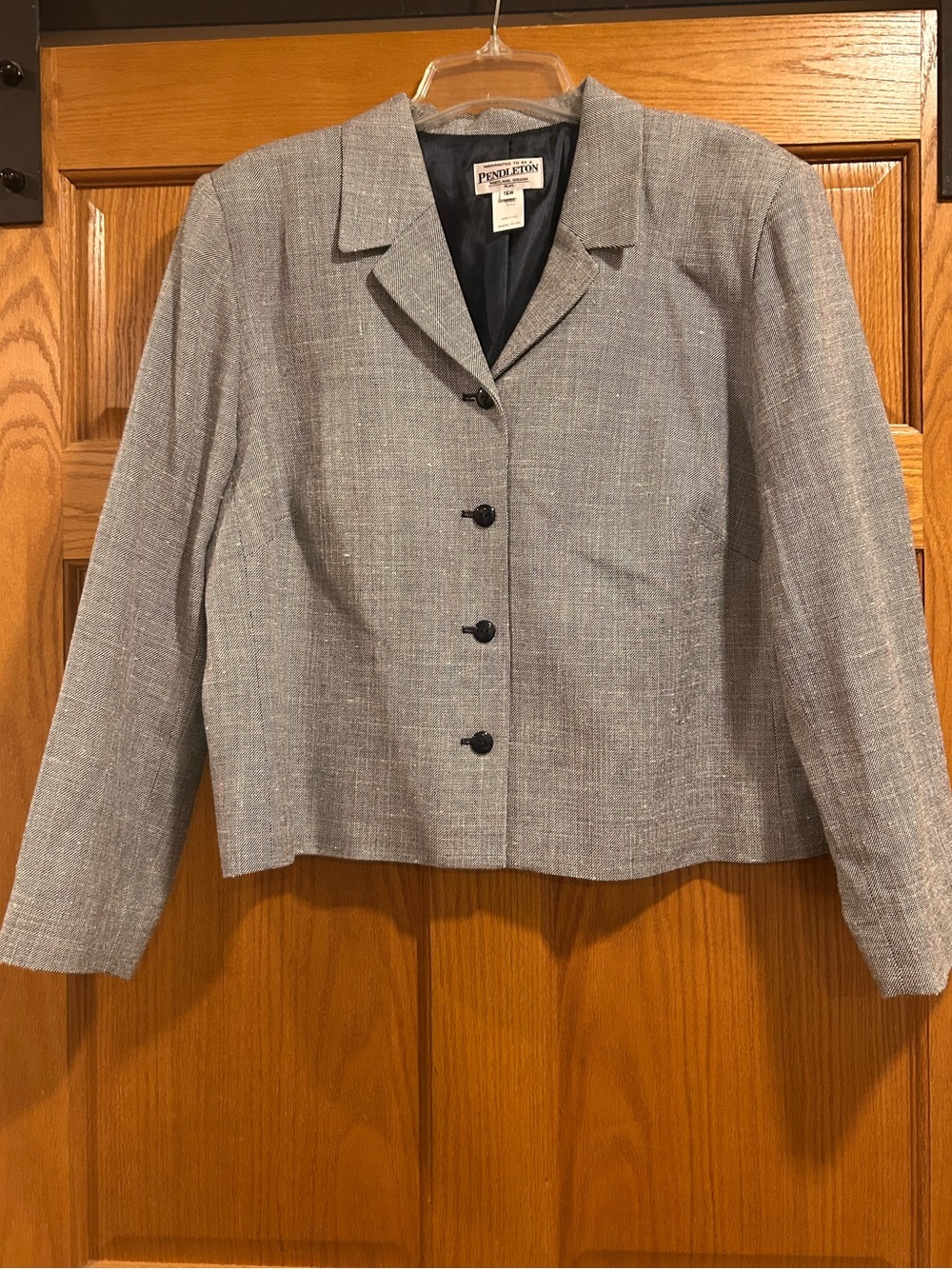 Vintage Pendleton Light Gray Heather Cropped  Tailored Women's Blazer Size 16W
